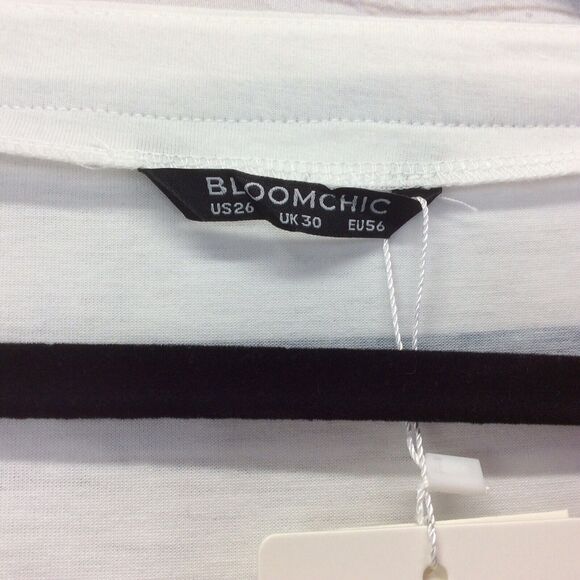 Bloomchic T Shirt Womens Plus Size 26 Black White Striped Oversized V Neck Beach - Picture 2 of 10